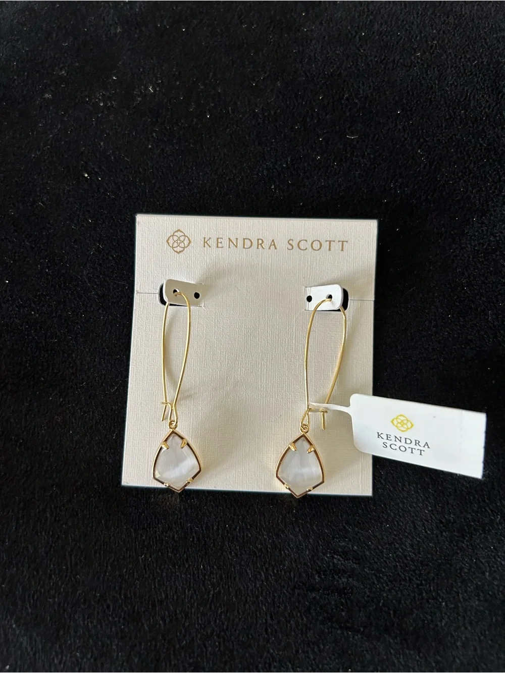 Kendra Scott Gold Drop Earrings with White Stone Accents - Picture 1 of 2